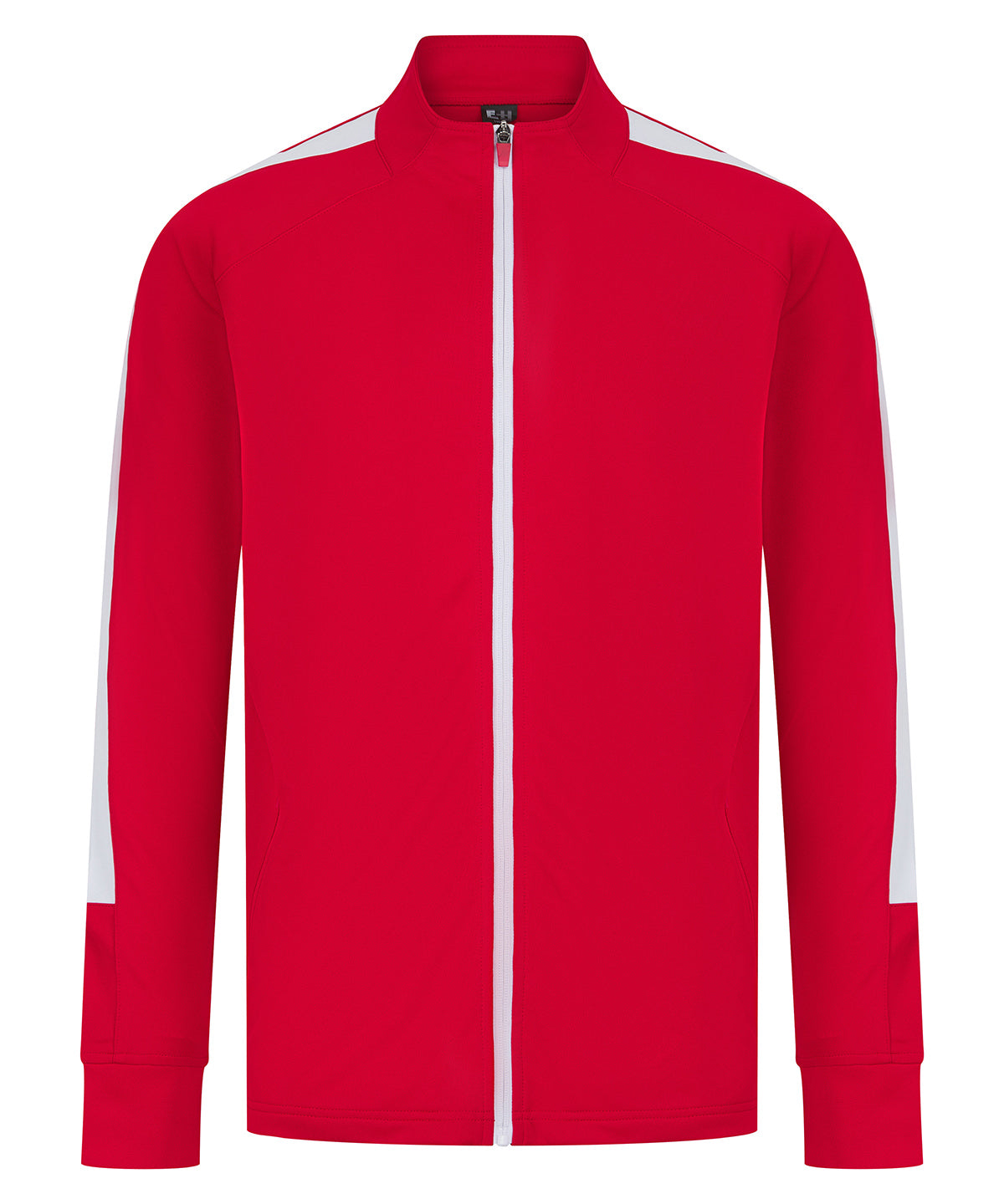Knitted Tracksuit Top in Red/White, front view