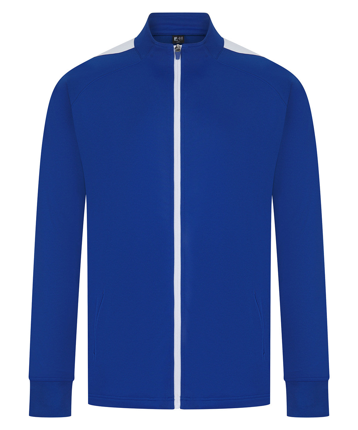 Knitted Tracksuit Top in Royal/White, front view