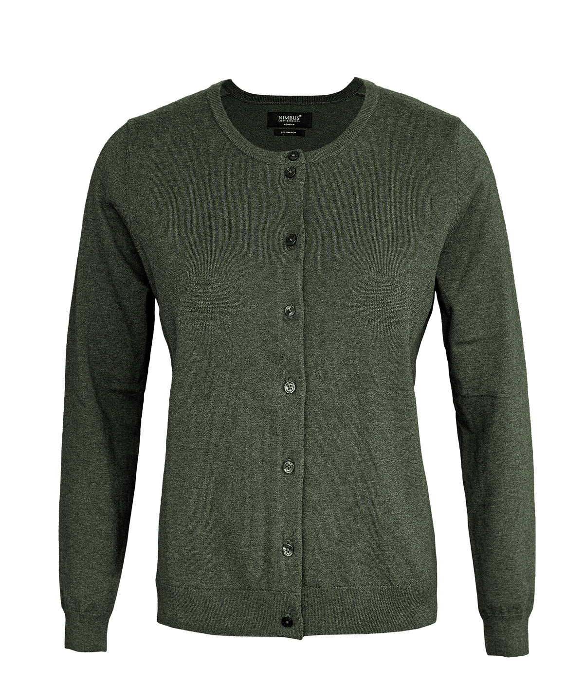 Women’s Brighton Cardigan in Olive Melange, front view