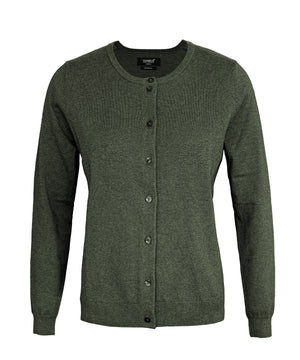 Women’s Brighton Cardigan in Olive Melange, front view