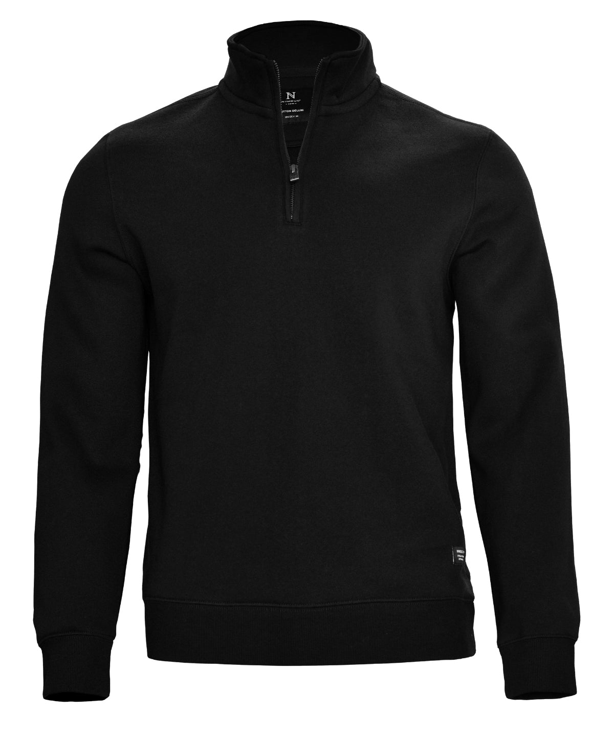 Glendale Unisex 1/4-Zip Sweatshirt in Black, front view