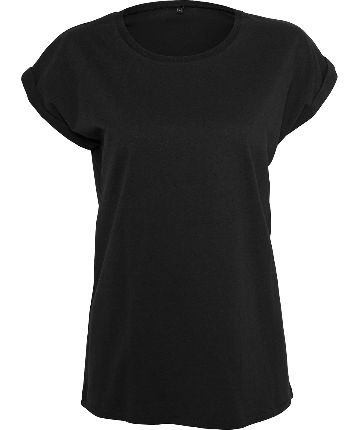 Women’s Regular Extended Shoulder Tee in Black, front view