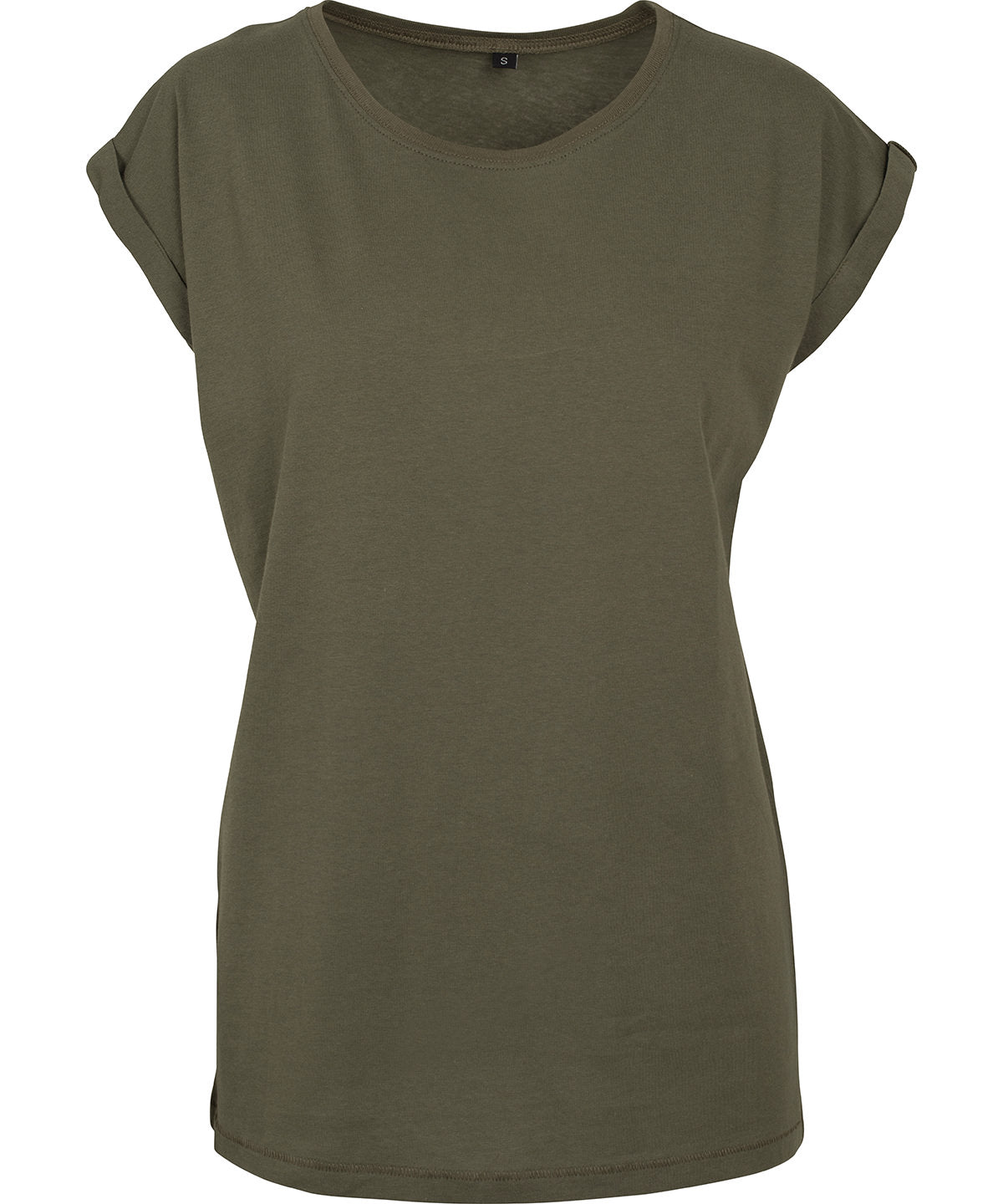 Women’s Regular Extended Shoulder Tee in Olive, front view