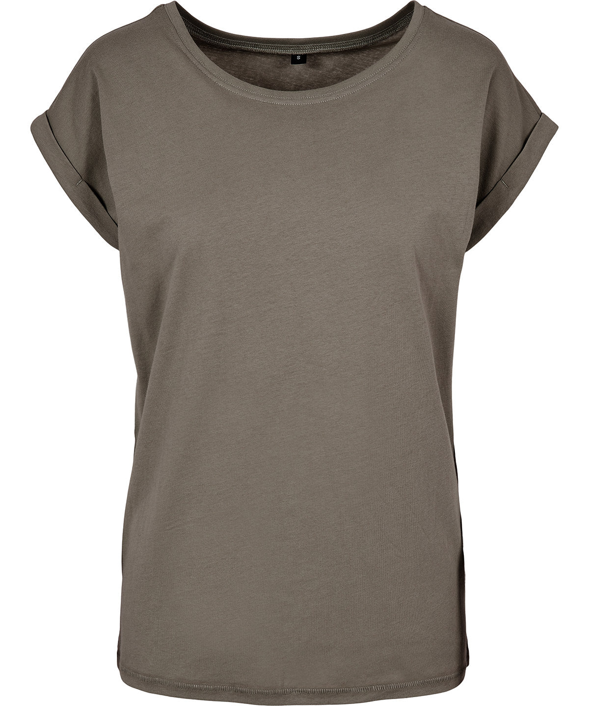 Women’s Regular Extended Shoulder Tee in Pale Olive, front view
