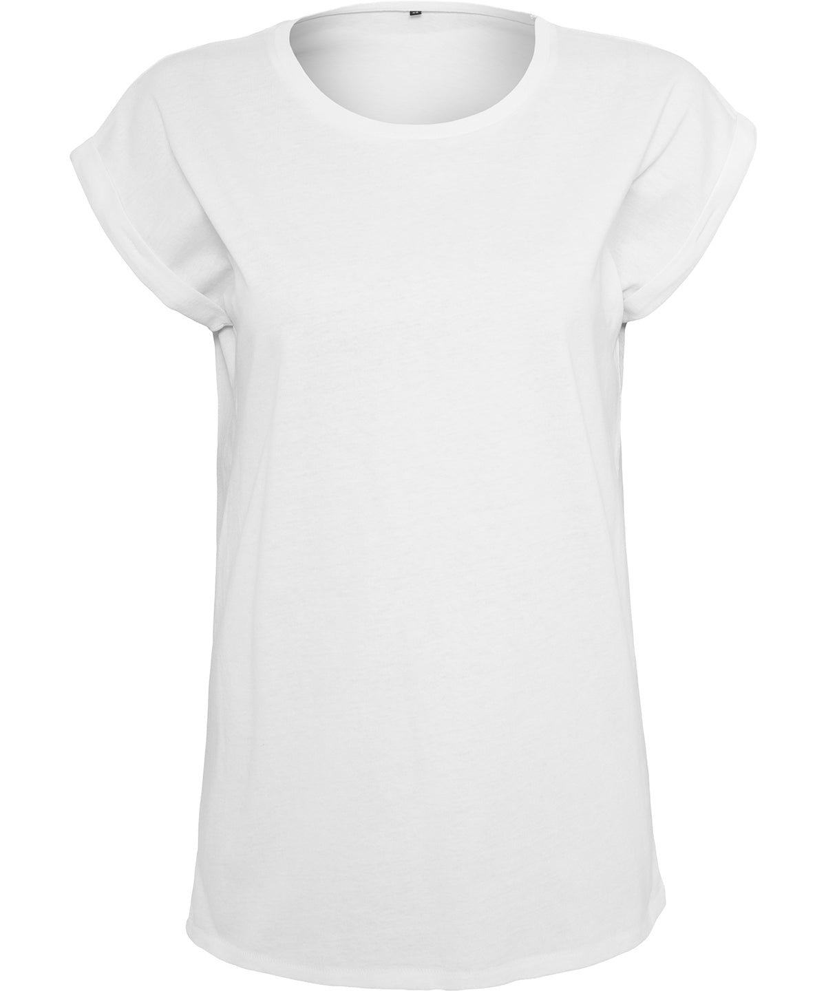 Women’s Regular Extended Shoulder Tee in White, front view
