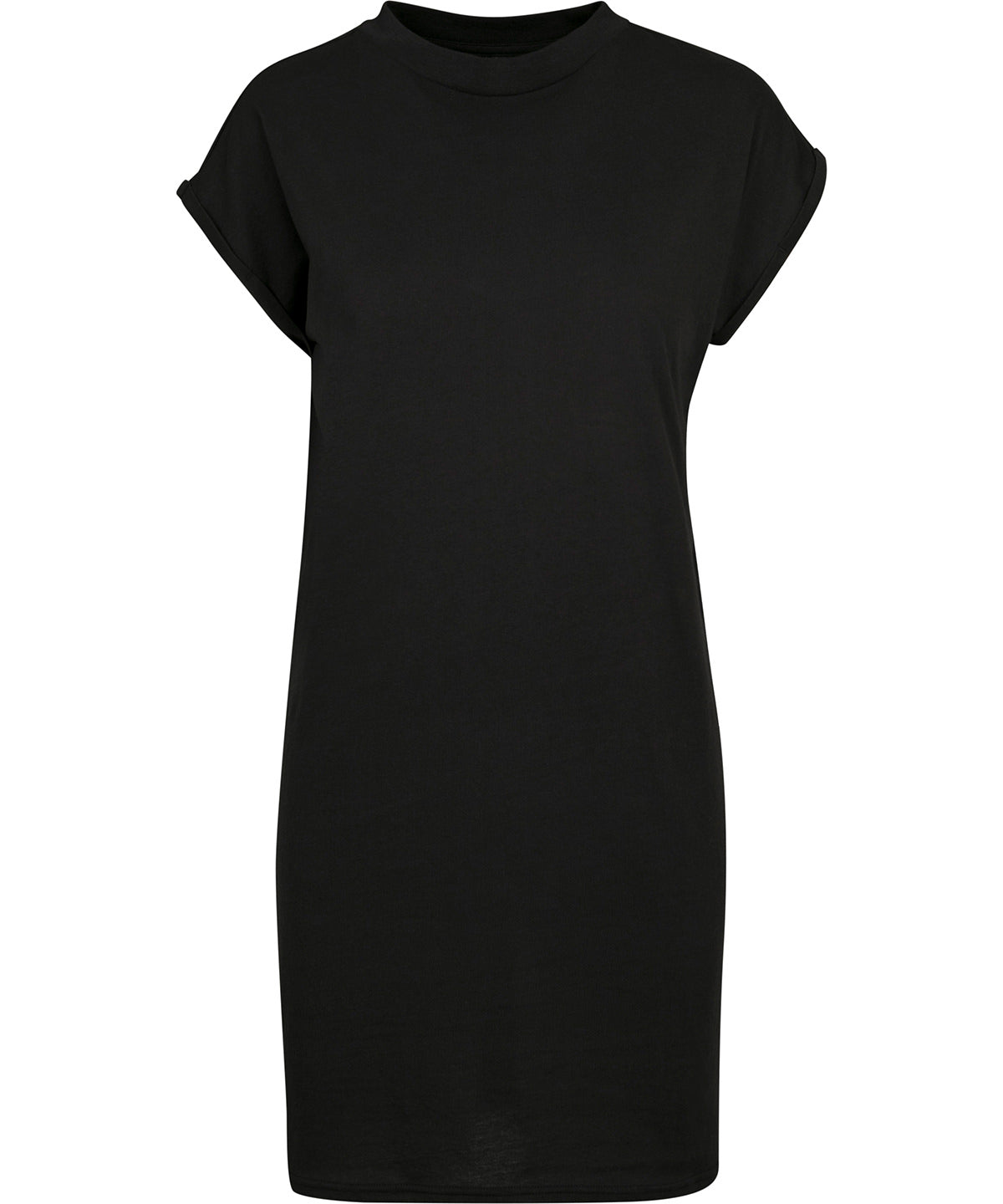 Women’s Extended Shoulder Dress in Black, front view