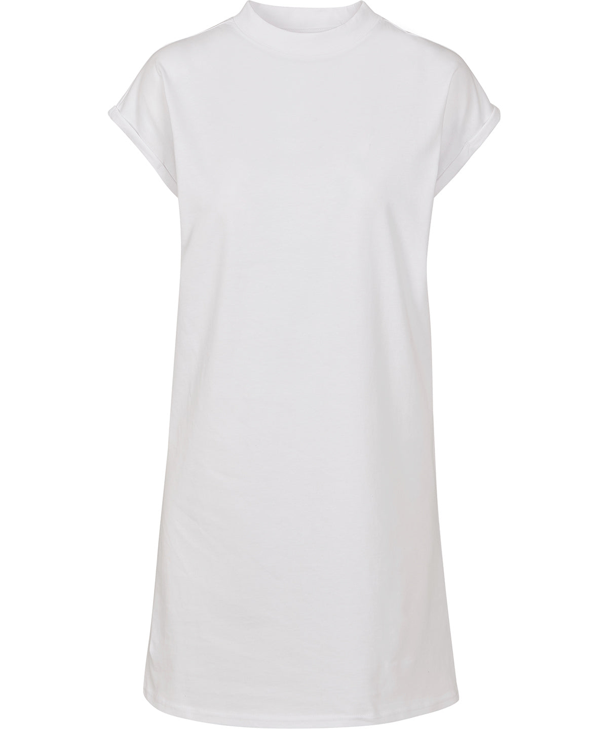 Women’s Extended Shoulder Dress in White, front view