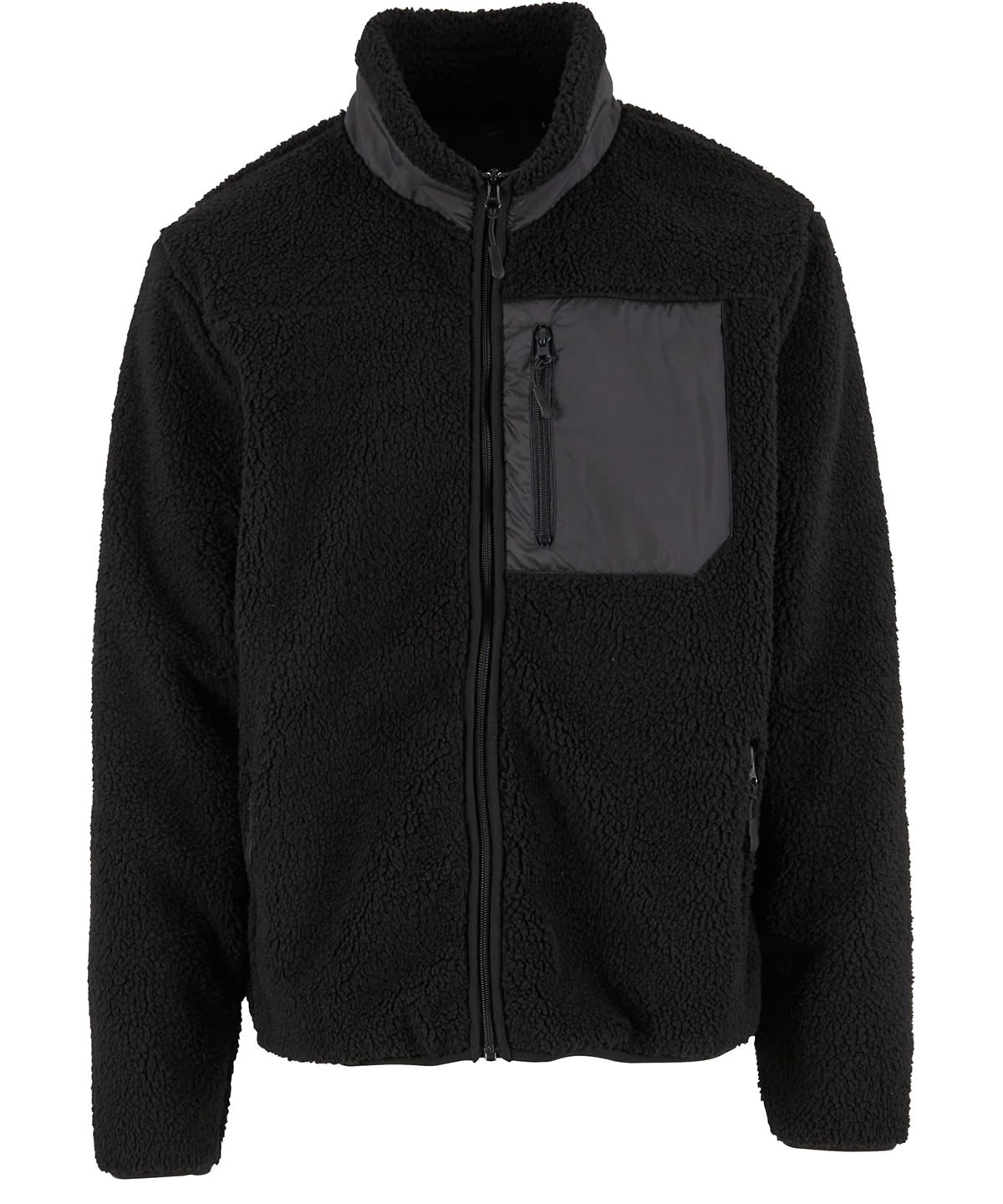 Bonded Sherpa Jacket in Black, front view