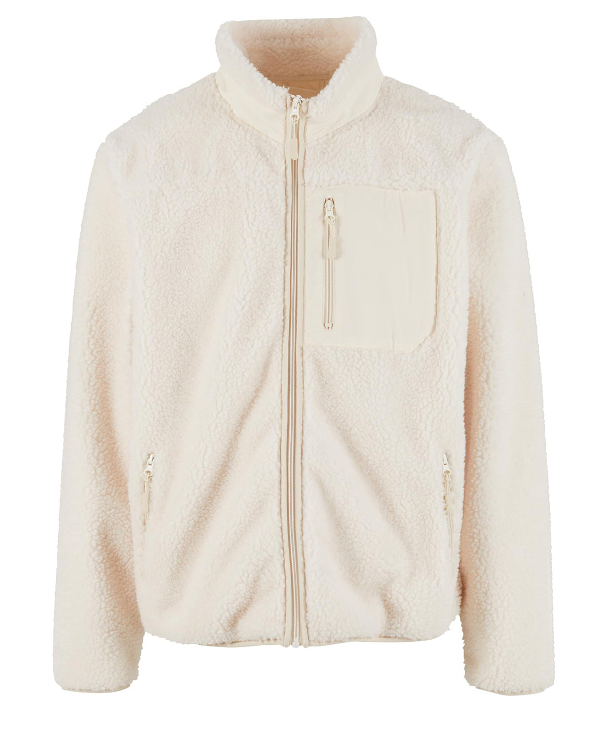 Bonded Sherpa Jacket in White Sand, front view