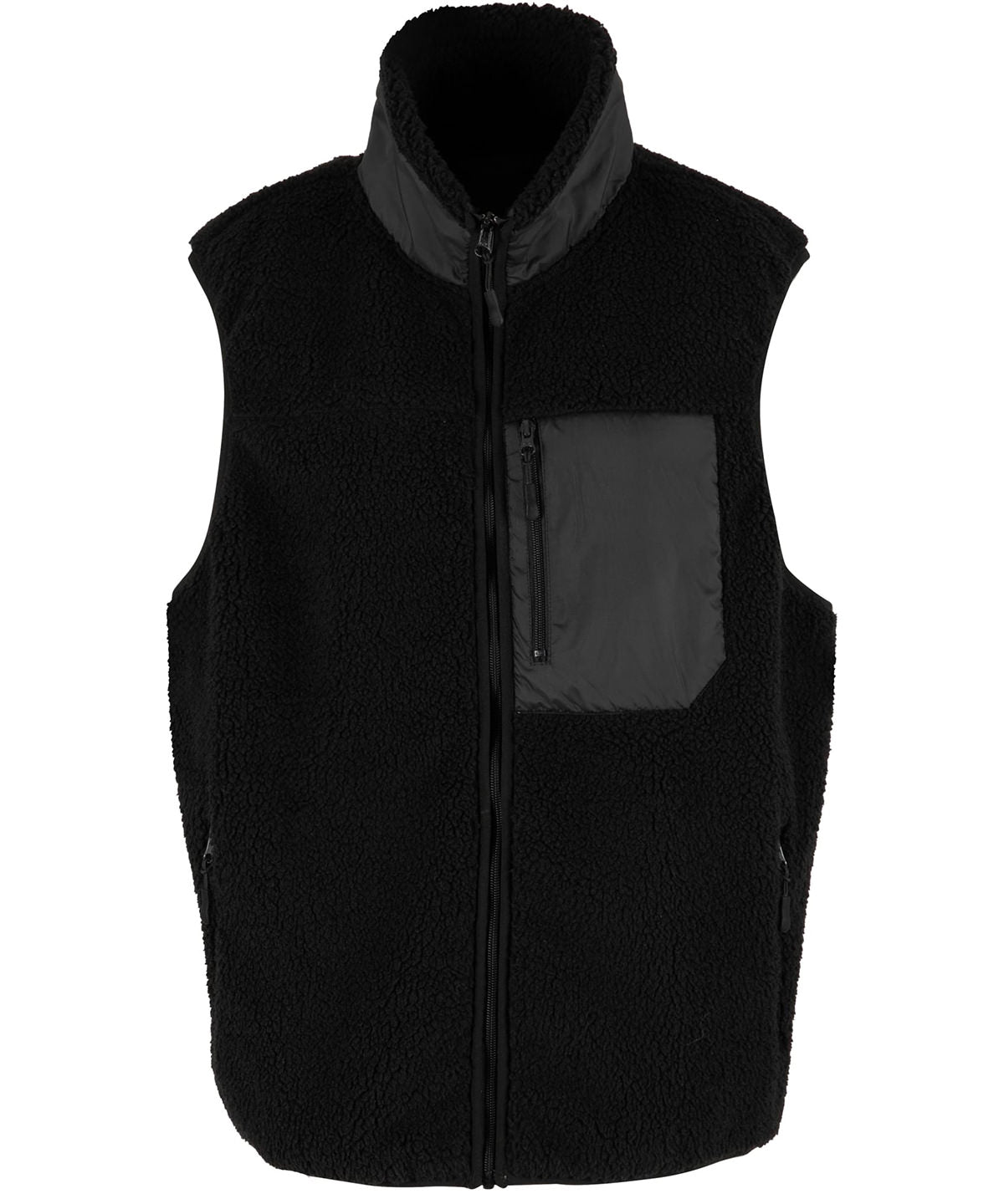 Bonded Sherpa Vest in Black, front view