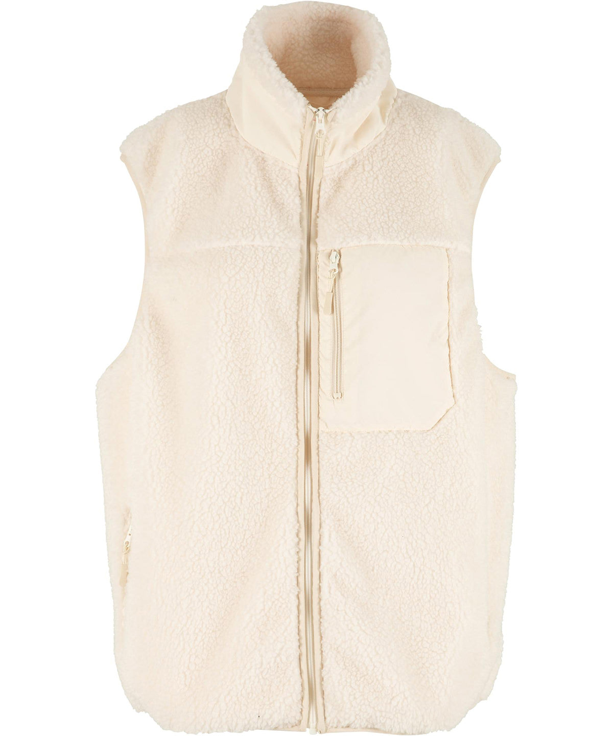 Bonded Sherpa Vest in White Sand, front view