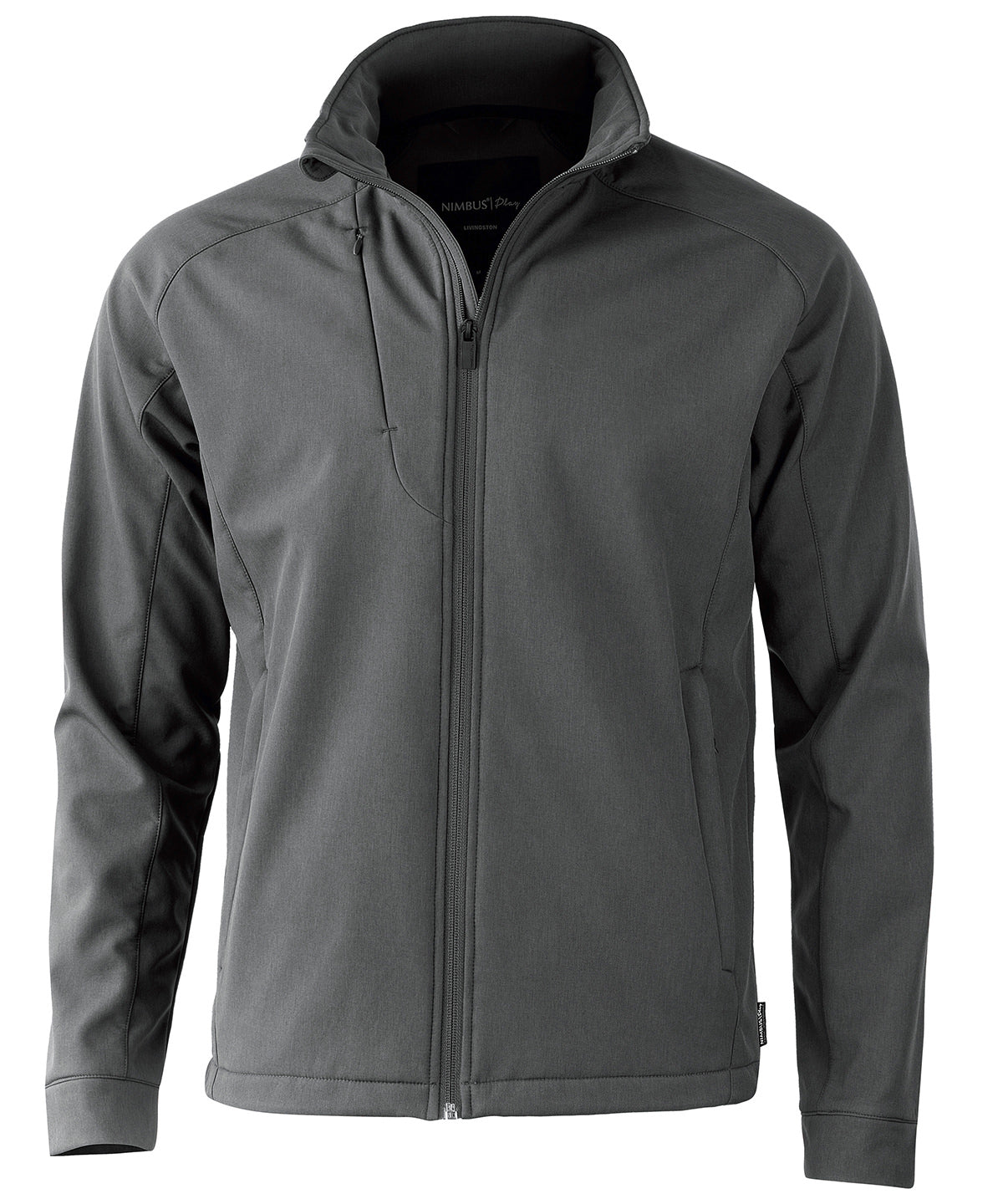 Livingston – 4-Way Stretch Softshell in Grey Melange, front view