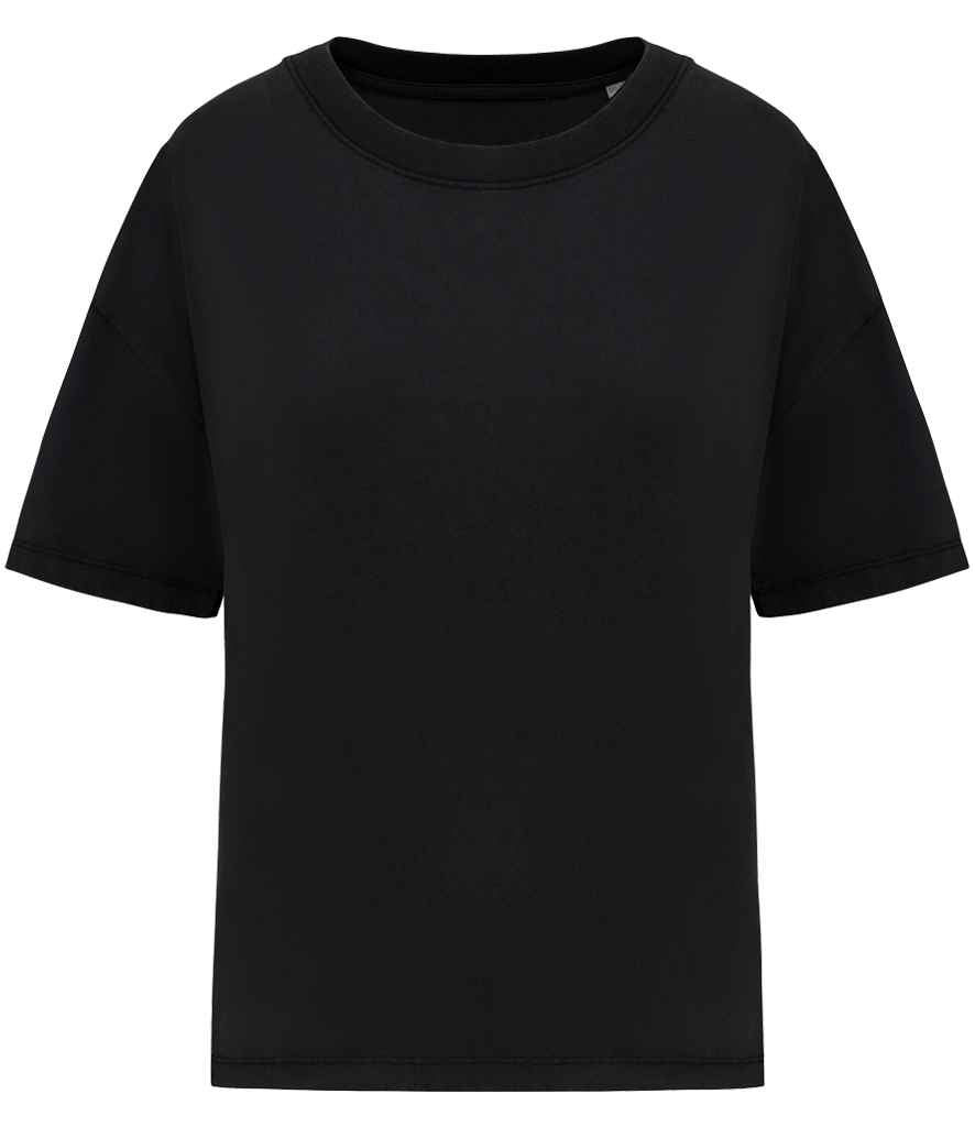 Ladies Oversize Washed Effect T-Shirt in Washed Black, front view