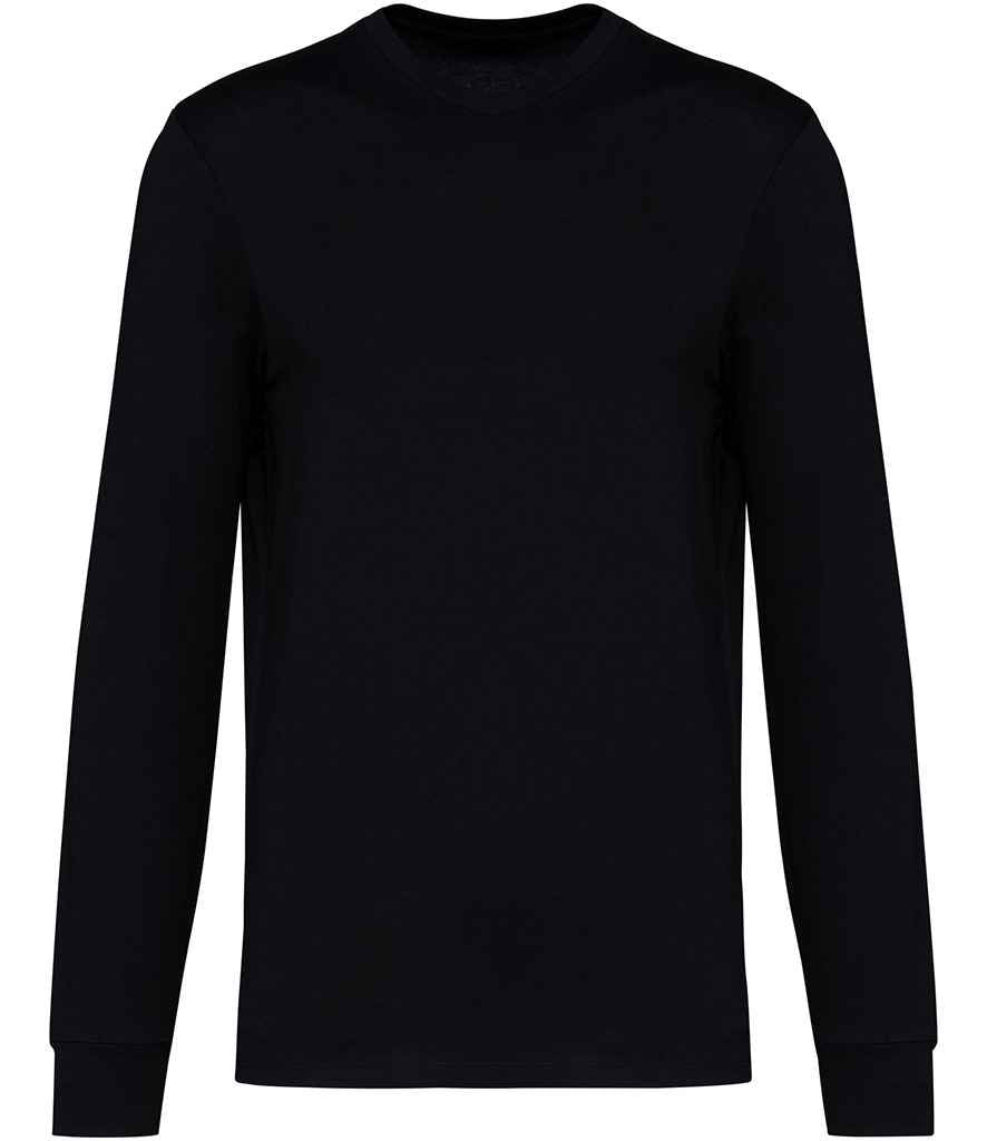 Unisex Crew Neck Long Sleeve T-Shirt in Black, front view