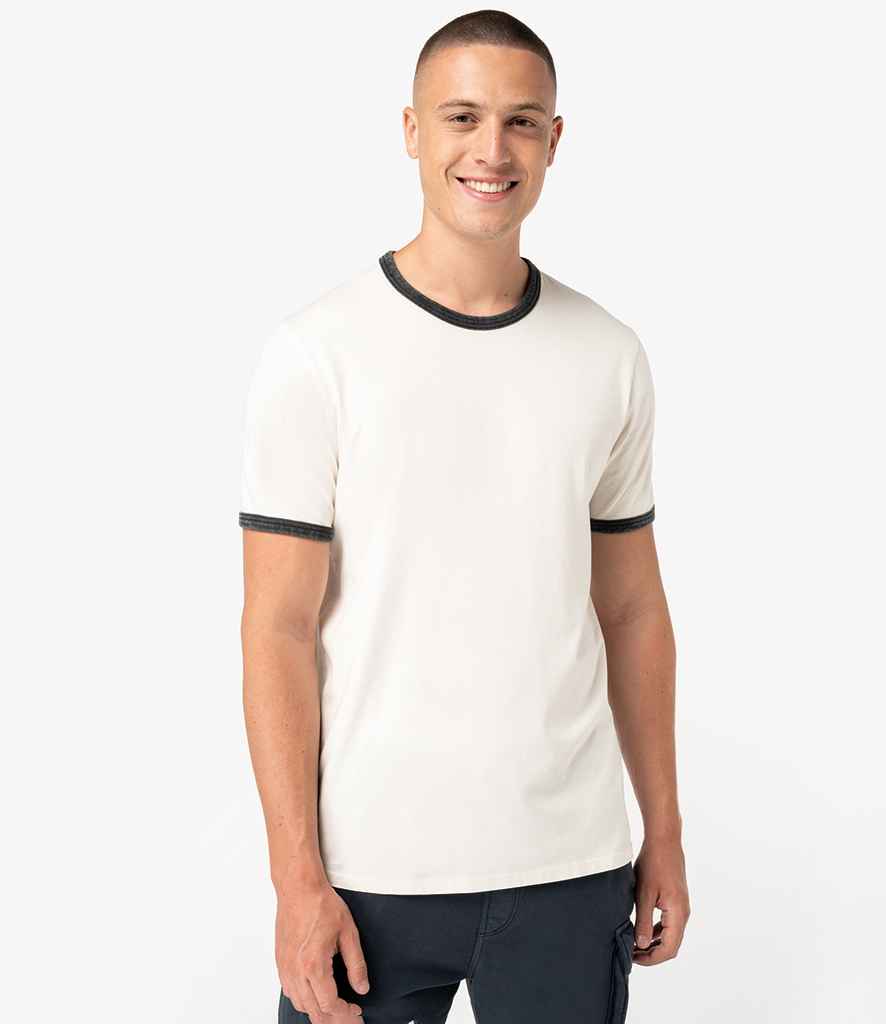 Ringer T-Shirt in Ivory/Washed Black, model photo (1)