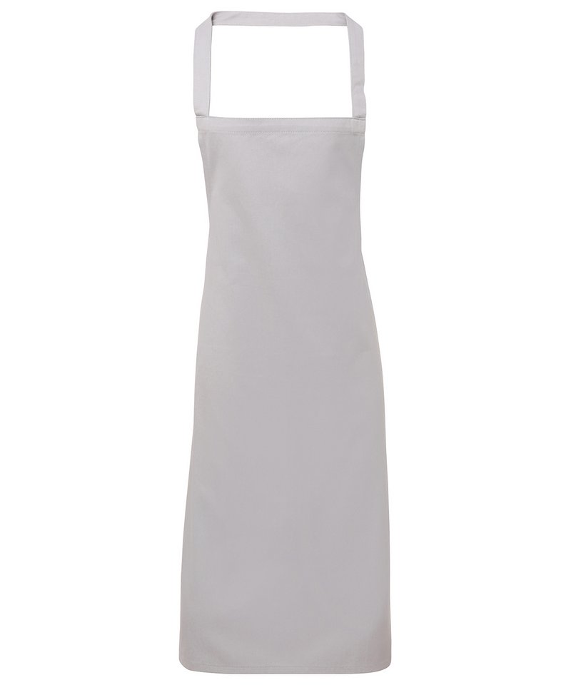 100% Organic Cotton Bib Apron in Silver, front view