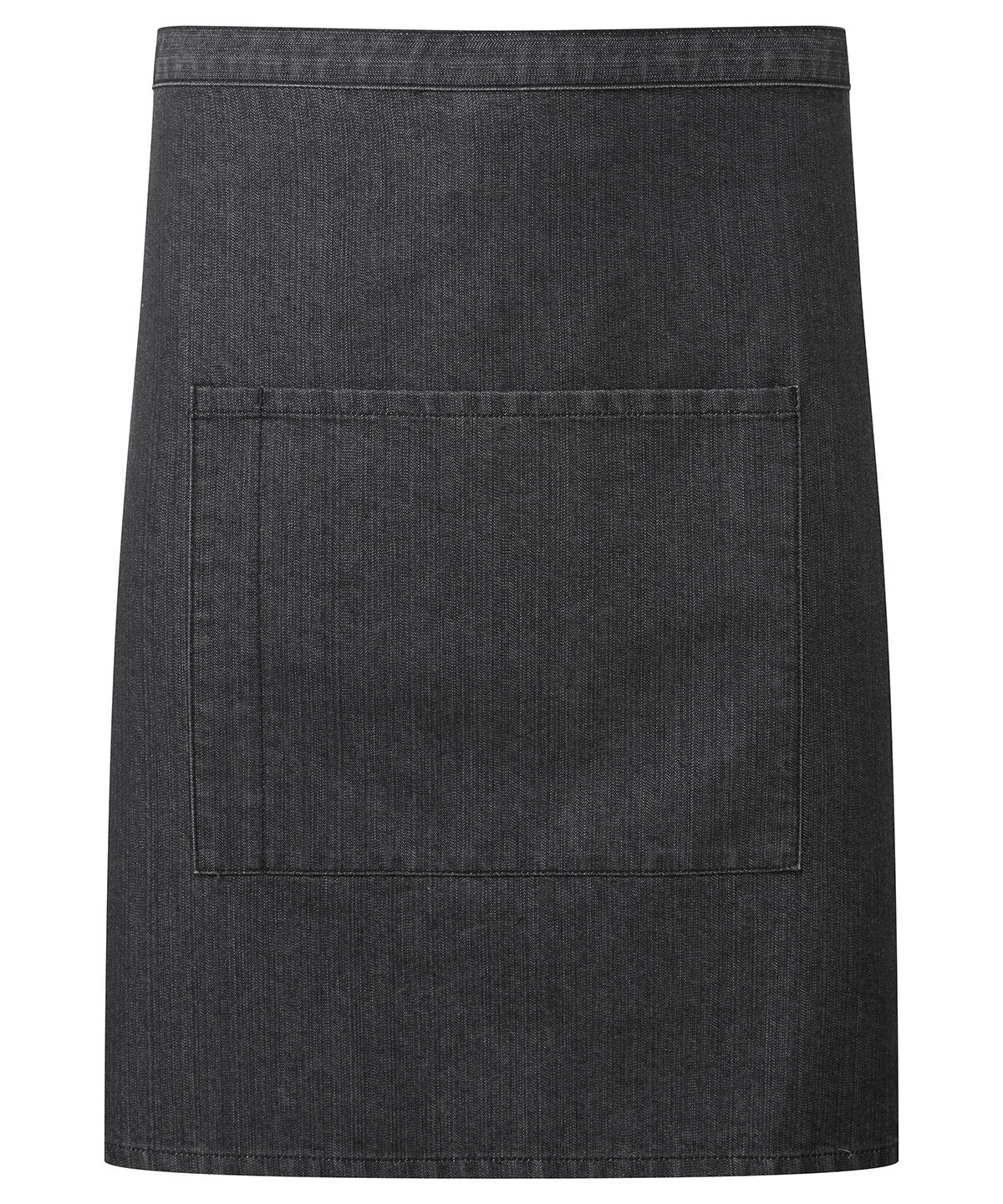 ‘Colours Collection’ Mid-Length Pocket Apron in Black Denim, front view