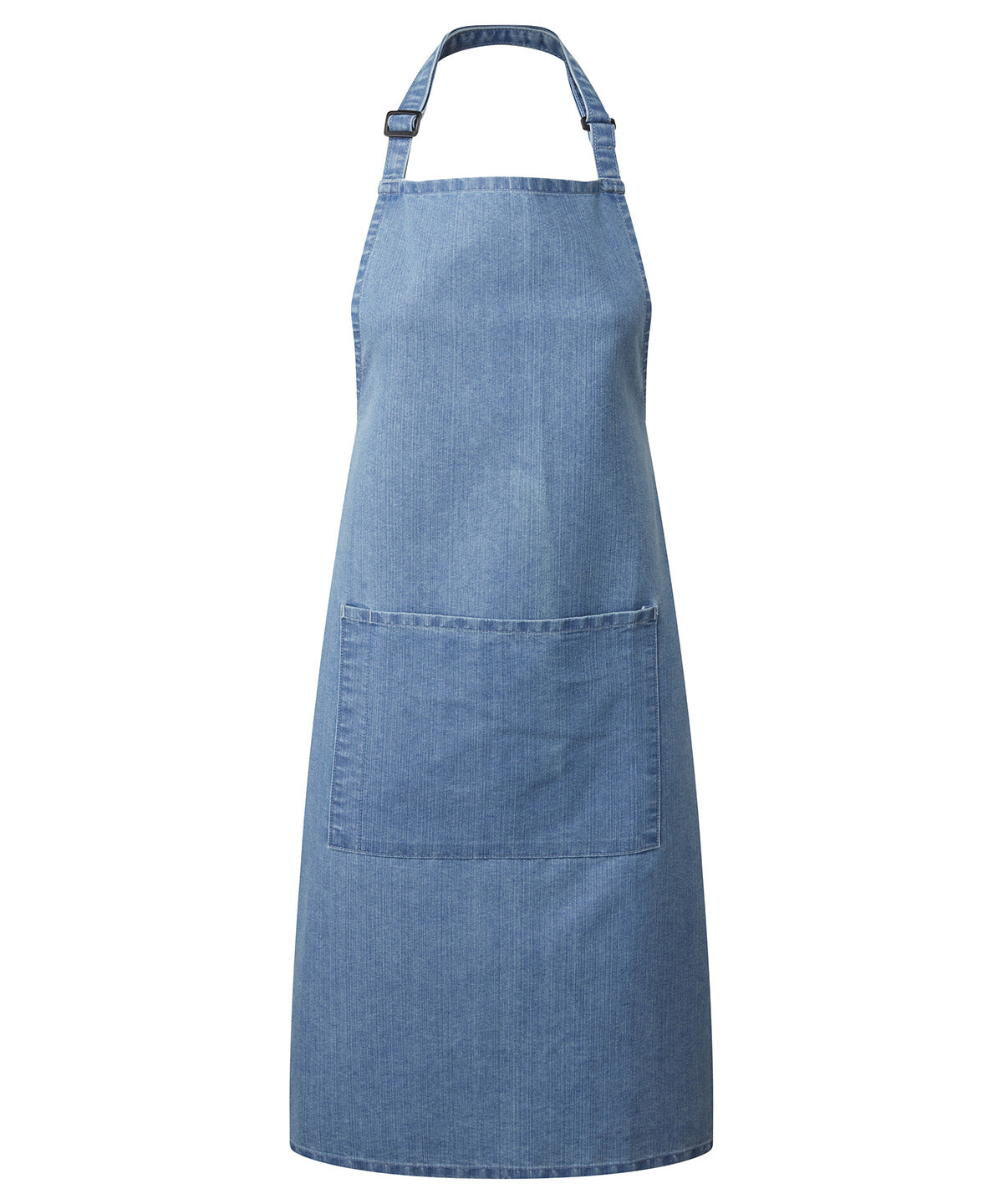 Colours Bib Apron with Pocket in Blue Denim, front view