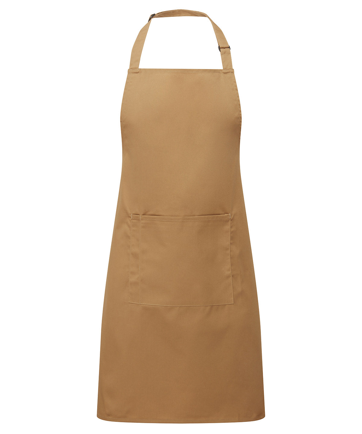 Colours Bib Apron with Pocket in Camel, front view