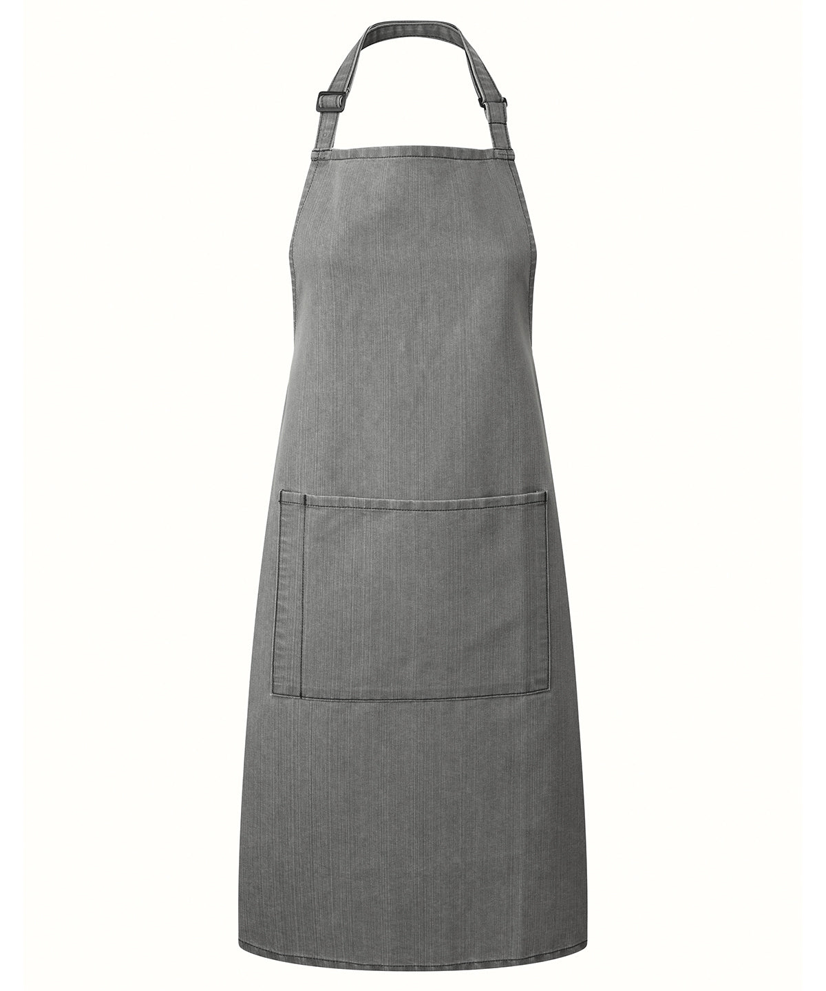 Colours Bib Apron with Pocket in Grey Denim, front view