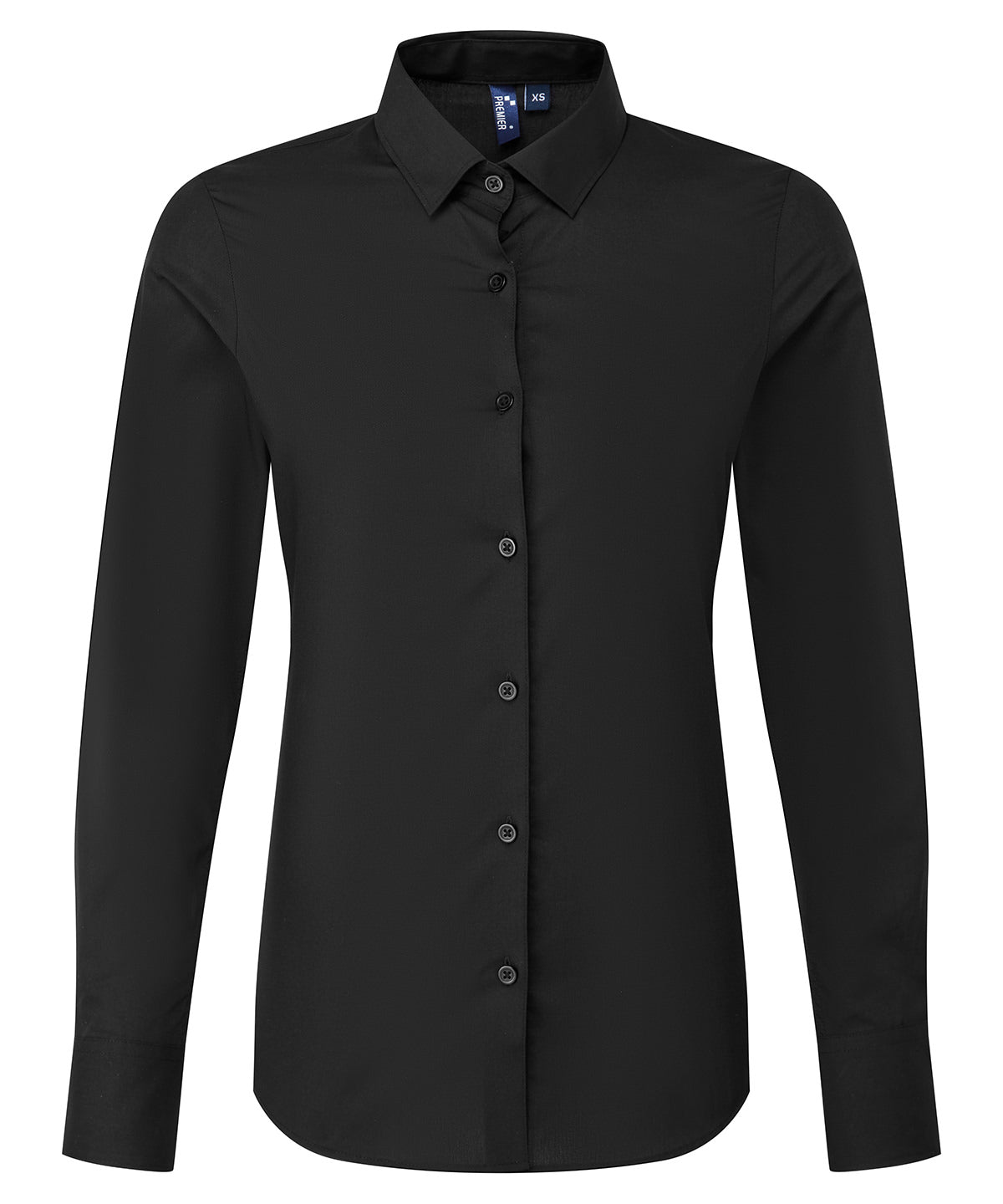 Women’s Long Sleeve ‘Recyclight’ Poplin Shirt in Black, front view