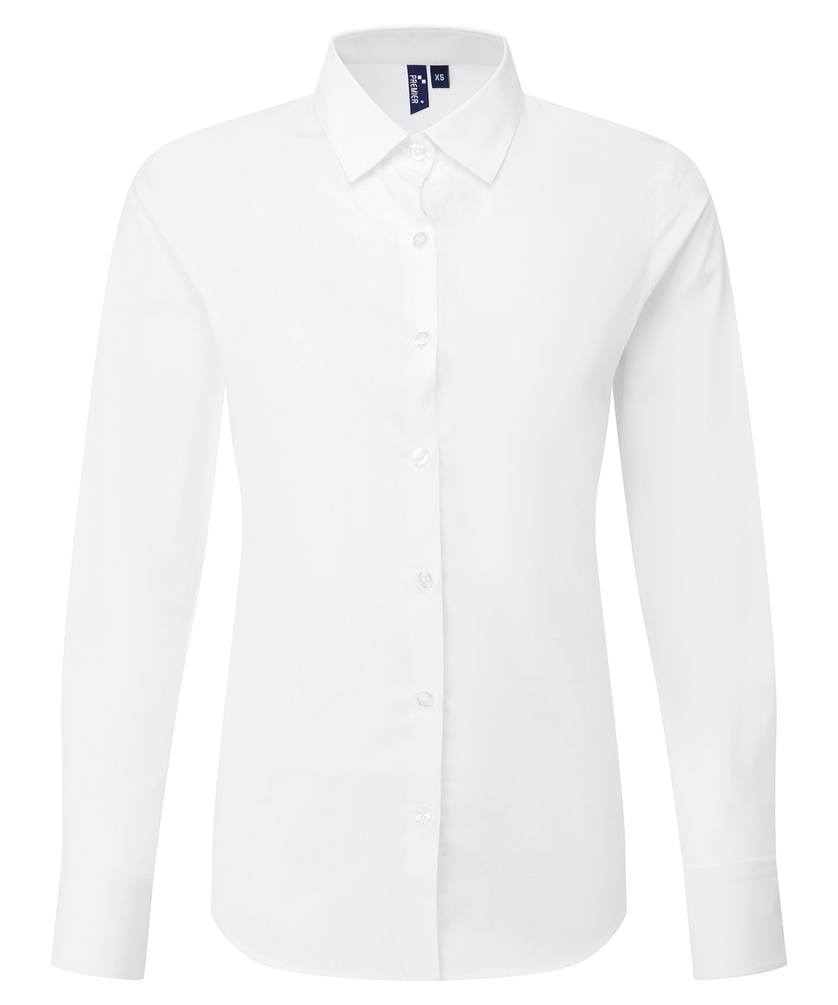 Women’s Long Sleeve ‘Recyclight’ Poplin Shirt in White, front view