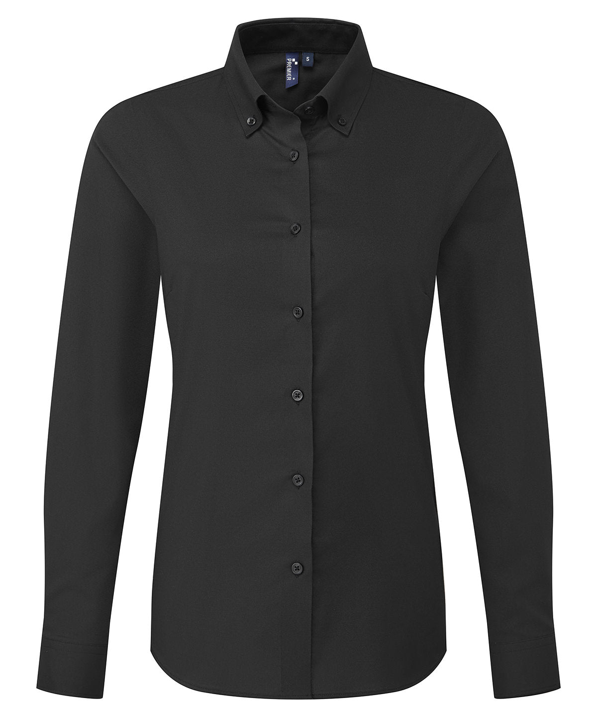 Women’s ‘Supreme’ Oxford Long Sleeve Shirt in Black, front view