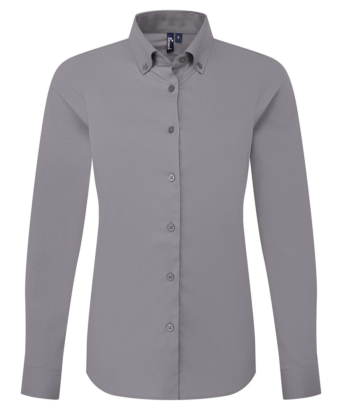 Women’s ‘Supreme’ Oxford Long Sleeve Shirt in Steel Grey, front view