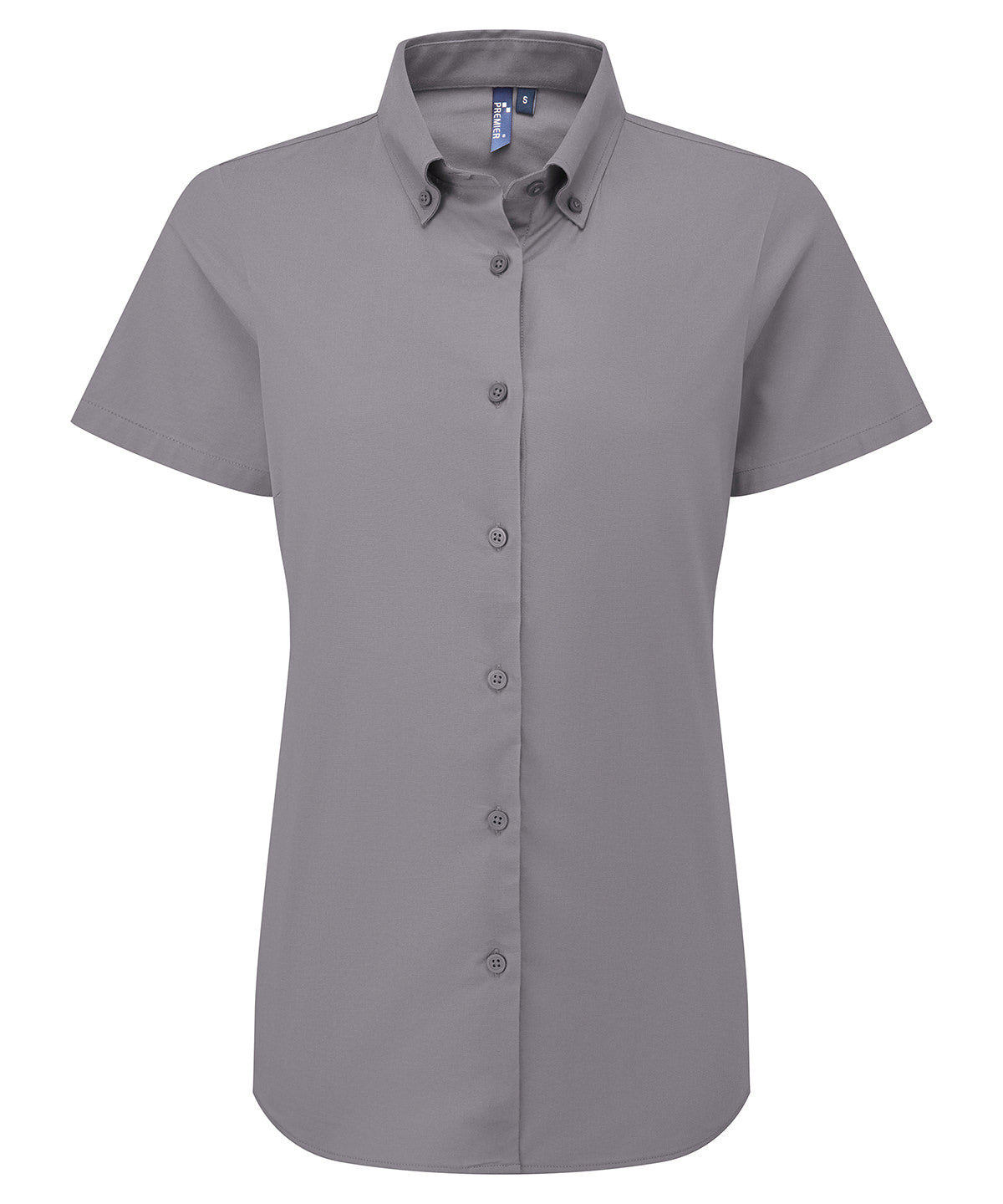 Women’s ‘Supreme’ Oxford Short Sleeve Shirt in Steel Grey, front view