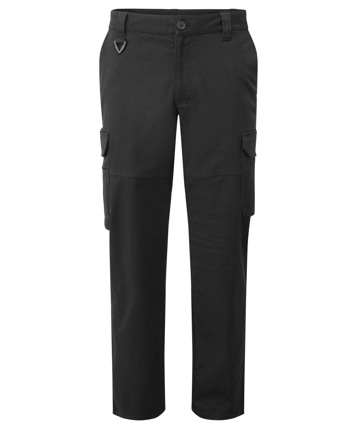 Stretchchecker Work Cargo Trousers in Black, front view