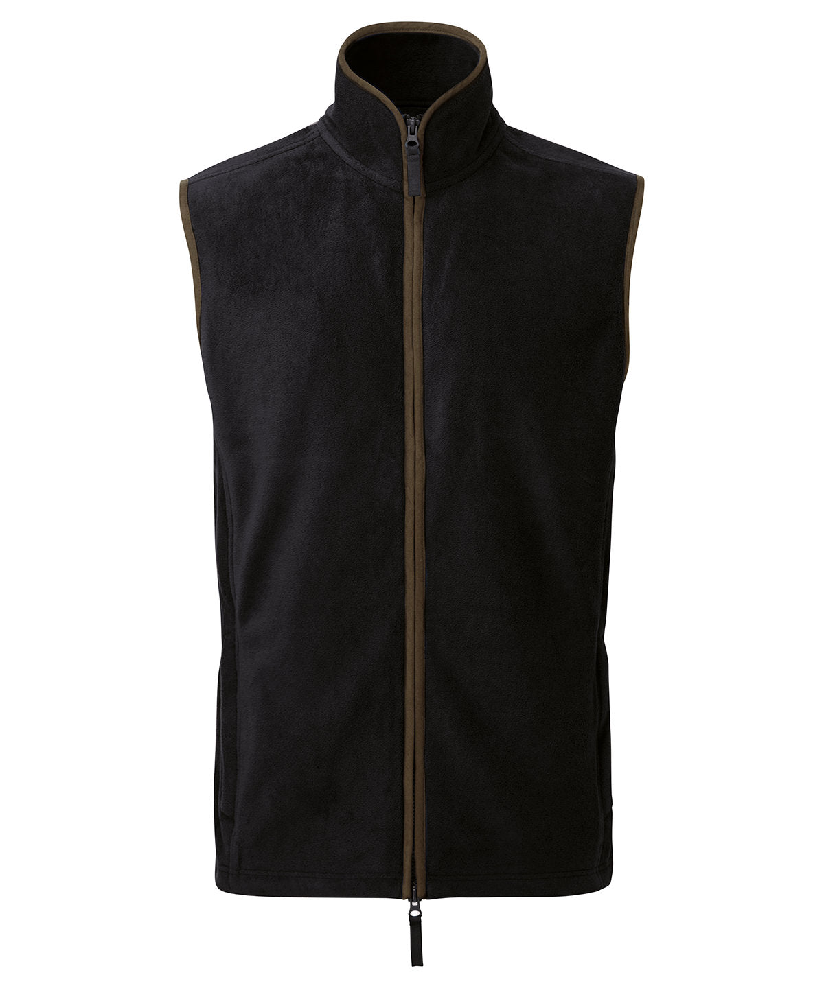 Artisan Fleece Gilet in Black/Brown, front view