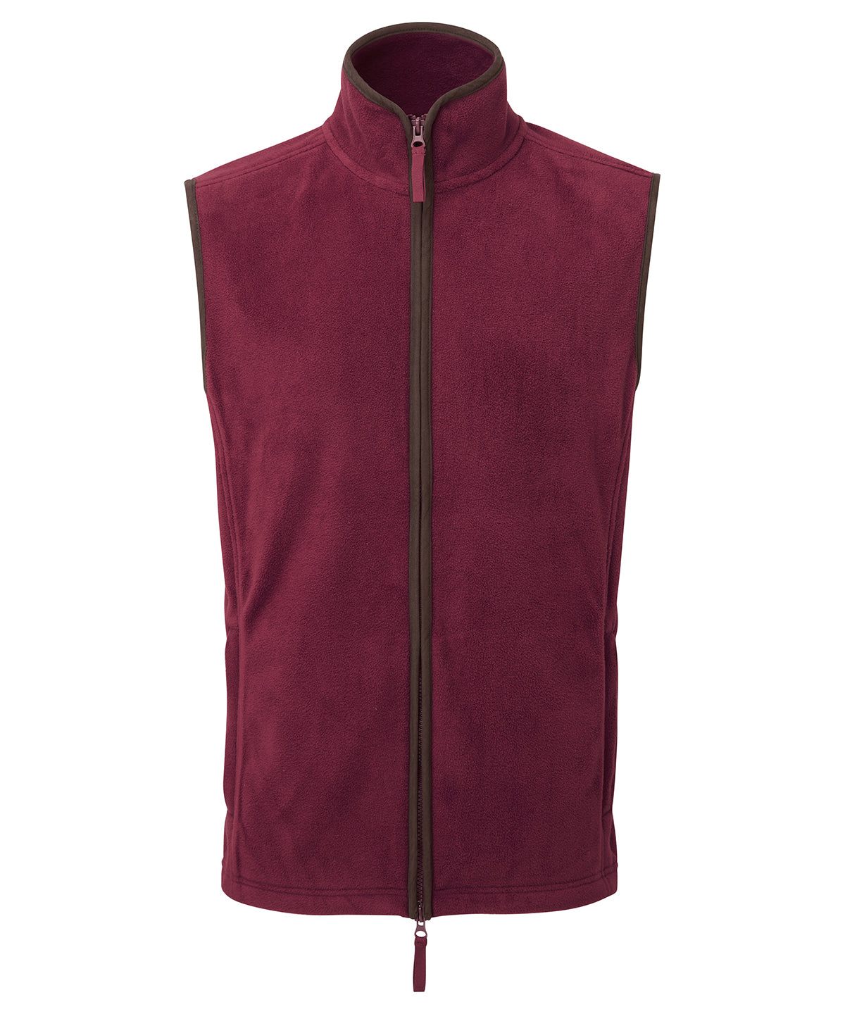 Artisan Fleece Gilet in Burgundy/Brown, front view
