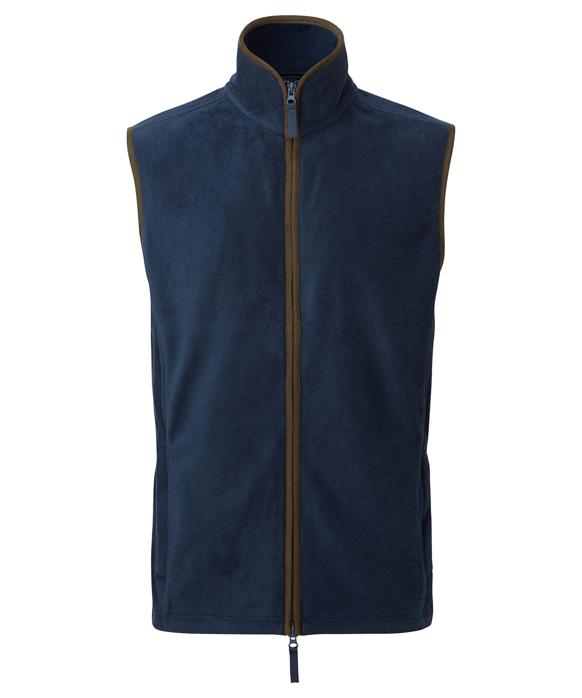 Artisan Fleece Gilet in Navy/Brown, front view