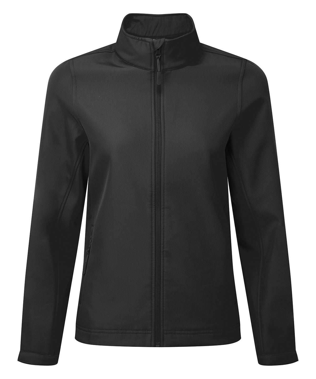 Women’s Windchecker® Printable and Recycled Softshell Jacket in Black, front view