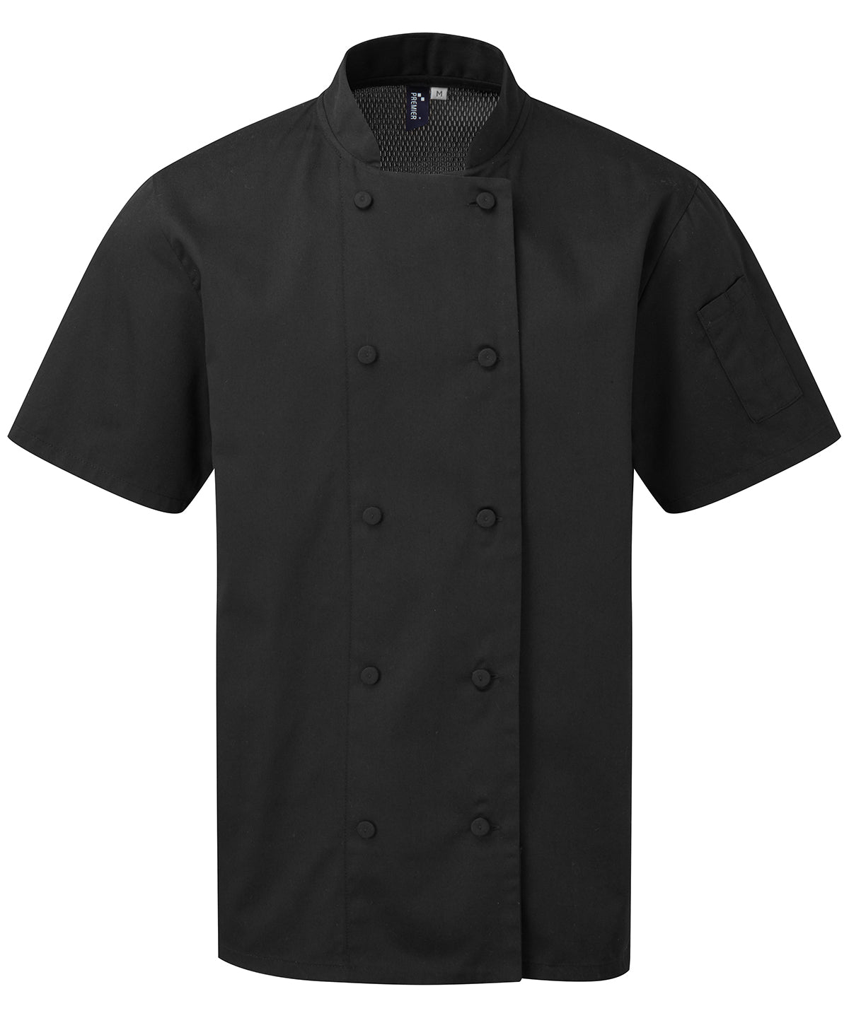 Chefs Coolchecker® Short Sleeve Jacket in Black, front view
