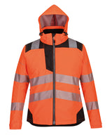 Women’s PW3 Hi-Vis Winter Jacket (Pw382) in Orange/Black, front view
