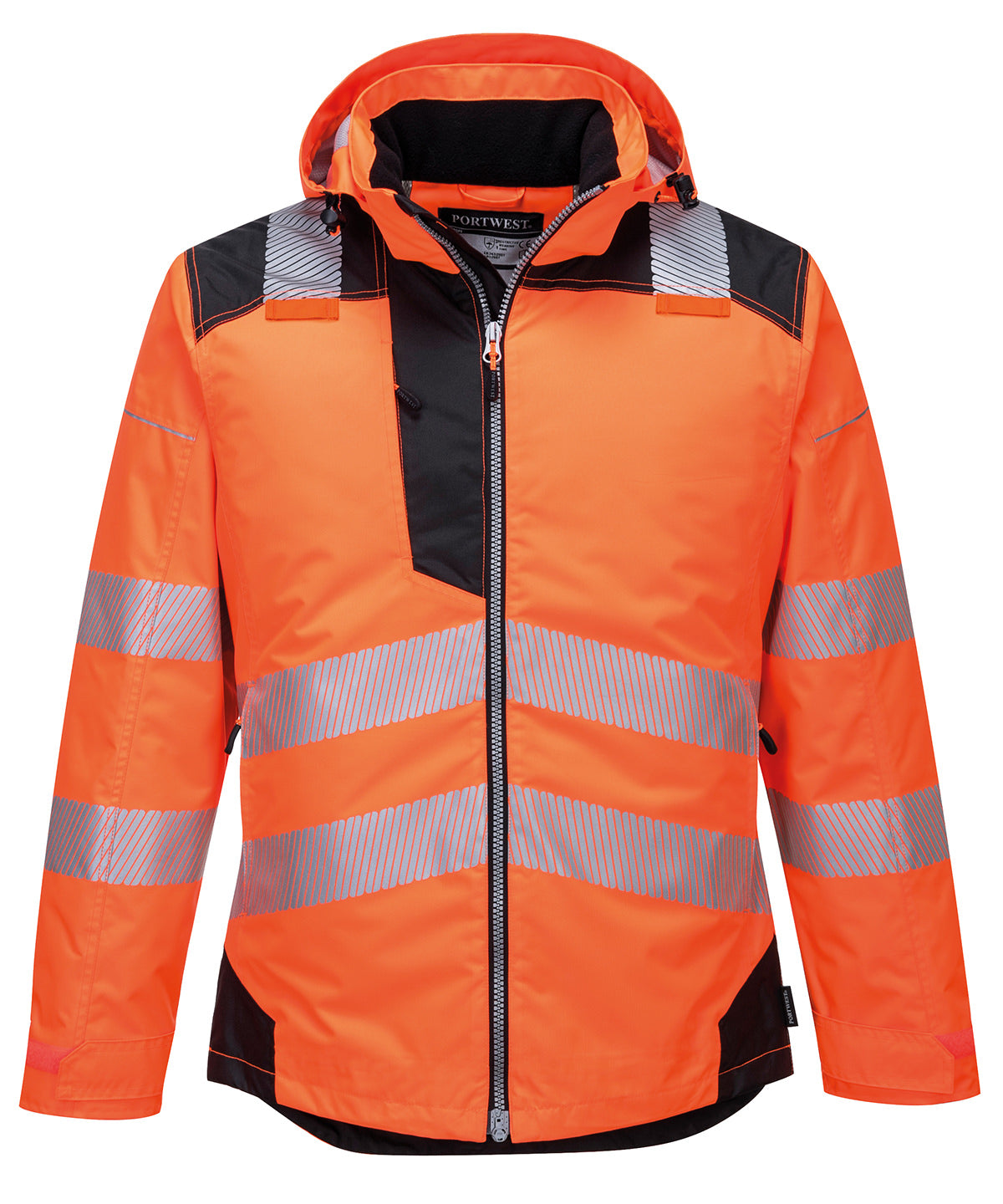 PW3 Hi-Vis Winter Jacket (T400) in Orange/Black, front view