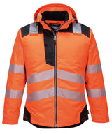 PW3 Hi-Vis Winter Jacket (T400) in Orange/Black, front view