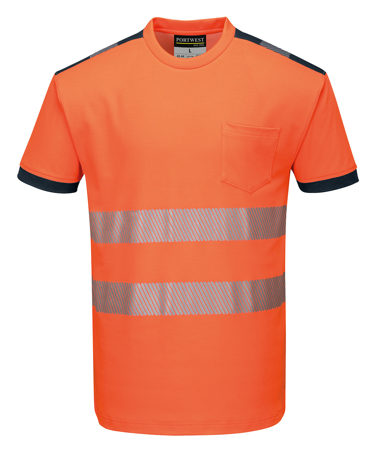 PW3 Hi-Vis T-Shirt (T181) in Orange/Black, front view