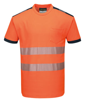 PW3 Hi-Vis T-Shirt (T181) in Orange/Black, front view