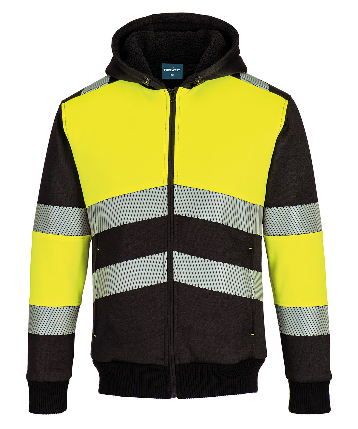 PW3 Hi-Vis Class 1 Winter Hoodie (Pw377) in Yellow/Black, front view