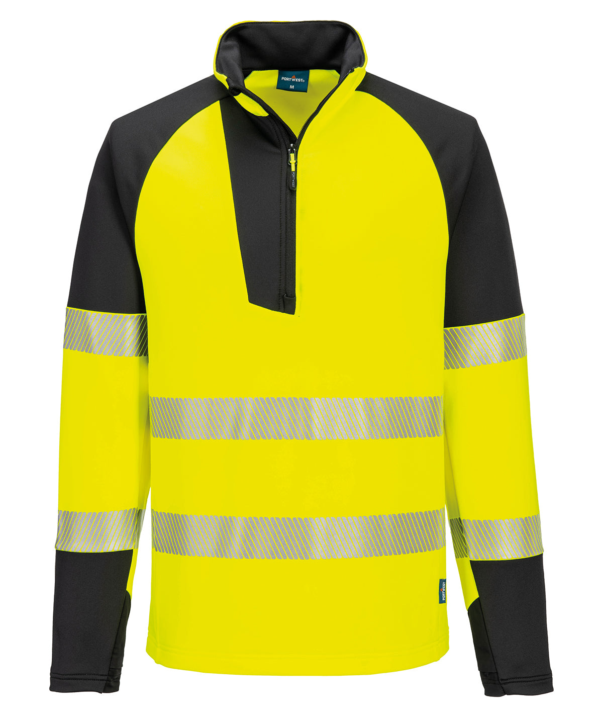 PW3 Hi-Vis ¼-Zip Sweatshirt (T172) in Yellow/Black, front view