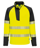 PW3 Hi-Vis ¼-Zip Sweatshirt (T172) in Yellow/Black, front view