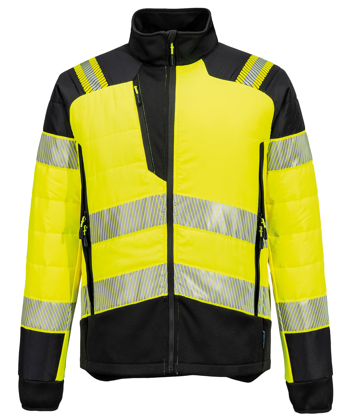 PW3 Hi-Vis Hybrid Baffle Jacket (T170) in Yellow/Black, front view