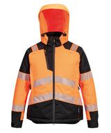 Women’s PW3 Hi-Vis Winter Jacket (T162) in Orange/Black, front view
