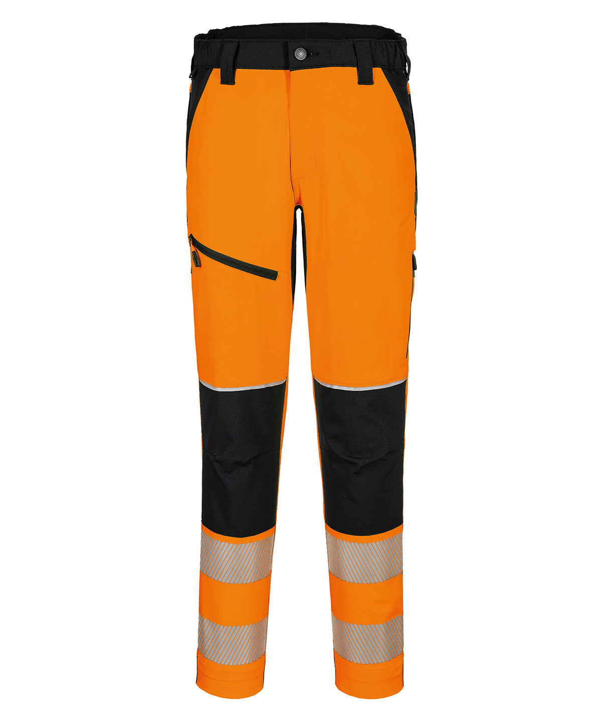 PW3 Hi-Vis Stretch Trousers (T140) in Orange/Black, front view