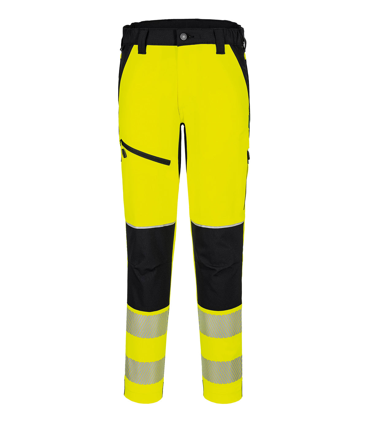 PW3 Hi-Vis Stretch Trousers (T140) in Yellow/Black, front view