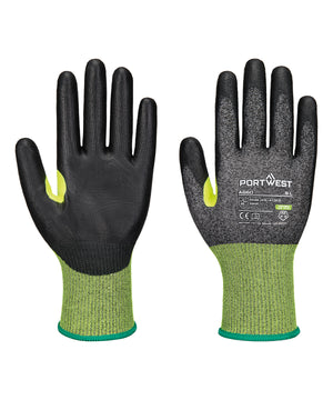 CS Cut E18 PU Gloves (A660) in Black, front view