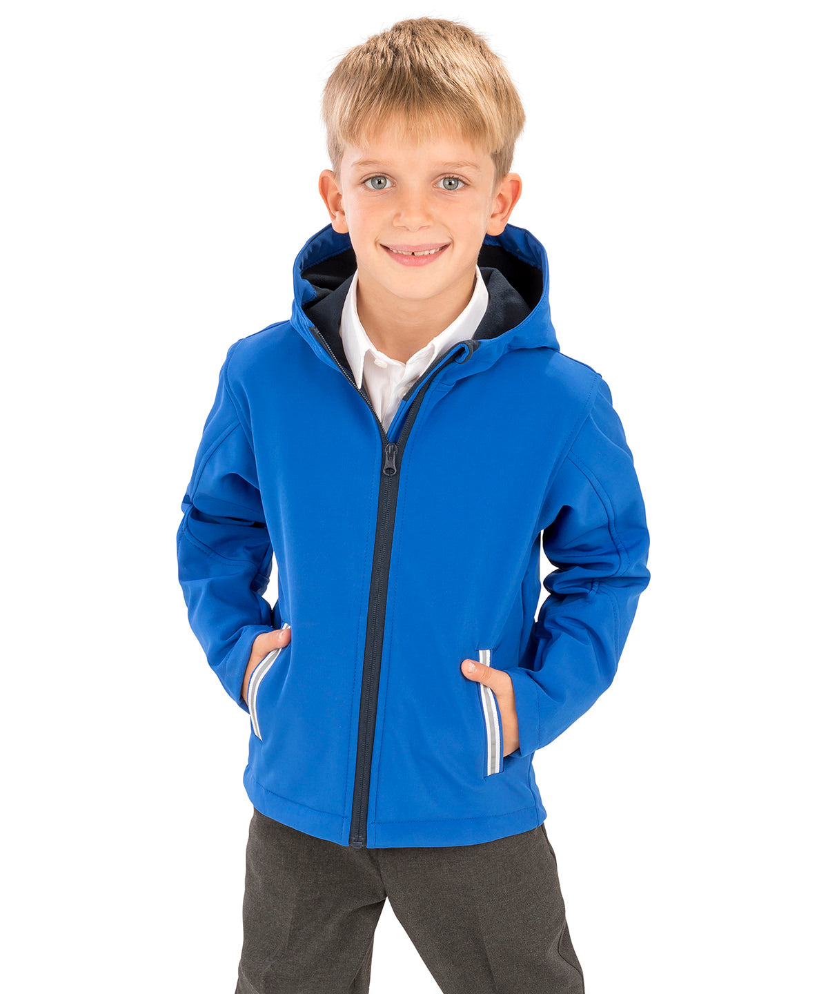Lifestyle photo of the Core Junior TX Performance Hooded Softshell Jacket