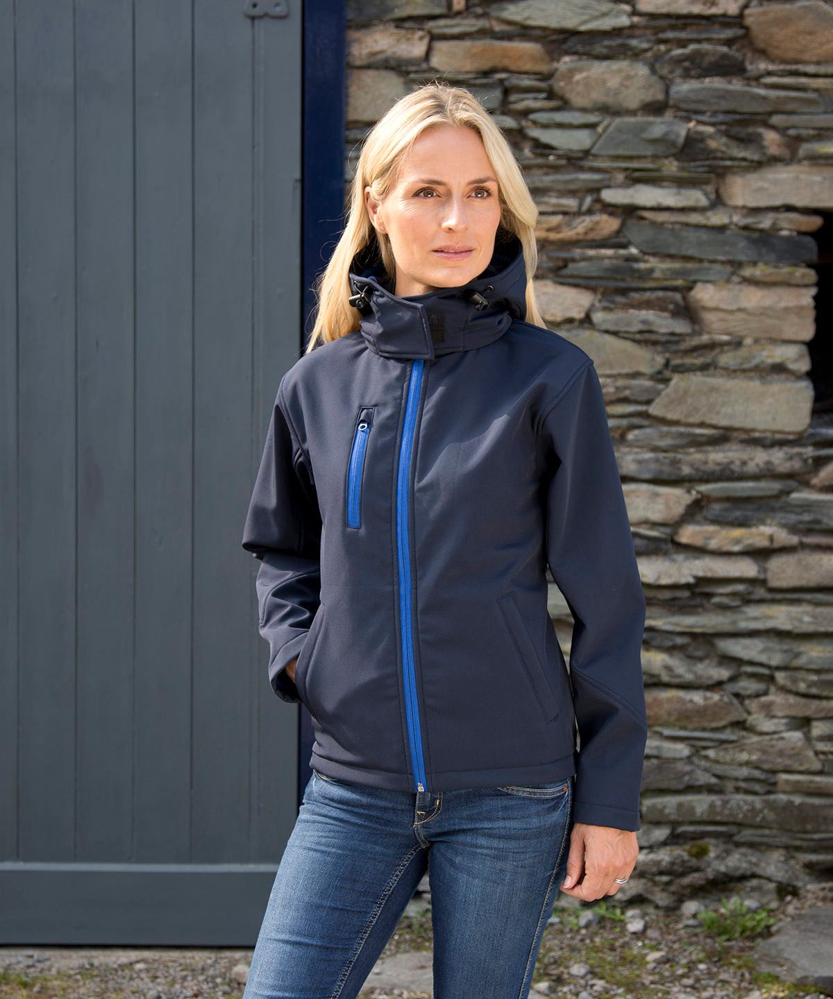 Lifestyle photo of the Women's TX Performance Hooded Softshell Jacket